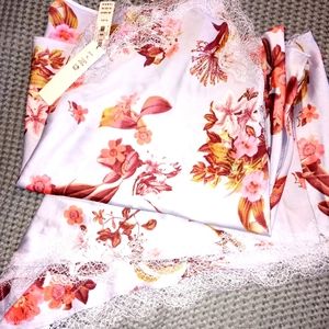 Lilac floral Victoria Secret lace cami set sz,XL NWT